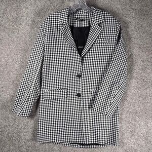 Nasty Gal Houndstooth Oversized Blazer Jacket Black White Women Size 8